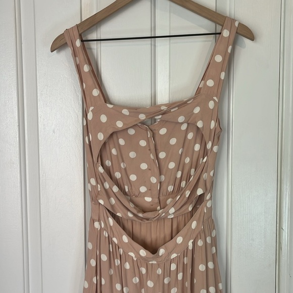 Reformation | Lanai Pink & White Polka Dot Midi Dress Small Retro Sleeveless - Picture 7 of 11